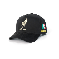 Casquette de baseball de luxe à visière incurvée en daim avec broderie du drapeau mexicain, logo client, motif de football, 5 panneaux, qualité originale, nouvelle arrivée