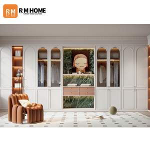 Customized Modern Solid Wood Hardwood MDF Adjustable <strong>Wardrobe</strong> Hinge-Door Design Glass <strong>Inserts</strong> for Bedroom Living Home Furniture - Product Image 3