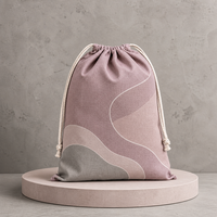 Pochette en toile de coton biologique à motif de dessin animé, écologique, lavable, réutilisable, sac de rangement avec fermeture sécurisée pour jouets et fournitures d'artisanat