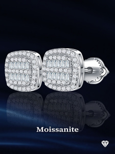 New Trendy Wholesale Square <strong>Earrings</strong> S925 Sterling Silver Luxury Moissanite GEM Women <strong>Fine</strong> <strong>Stud</strong> <strong>Earrings</strong> - Product Image 3