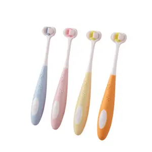 Wholesale New Design Children's Tumbler 3 Sided Toothbrush Pink 3 Sided Children's Toothbrush