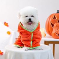 Costume d'Halloween pour animaux de compagnie en forme de citrouille, sweat à capuche en polaire orange, ensemble de conception personnalisée, pack de vente en gros