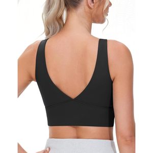 Women's Padded Sports Bra V-Neck Wireless Stretchy Workout Crop <b>Top</b> <b>Cross</b> Hem Soft Yoga Bra Sweat Wicking Breathable - Product Image 2
