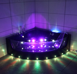 <span class=keywords><strong>Baignoire</strong></span> d'angle noire en acrylique avec massage et éclairage LED, vente en gros - Product Image 3