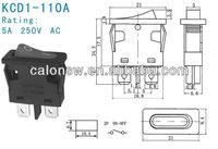 Interrupteur à bascule KCD1-110A-1 noir à bouton lumineux, 3 positions, 3 voies, usage industriel, certifié 1500V