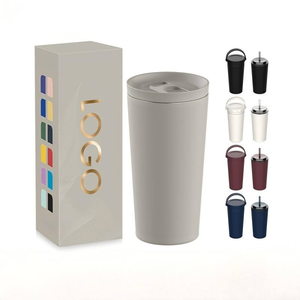 Custom Logo Travel Tumbler Gift Set with <b>Box</b> <b>Double</b> <b>Wall</b> Insulated Coffee Cup with Arched Handle Lid and Metal Straw - Product Image 3