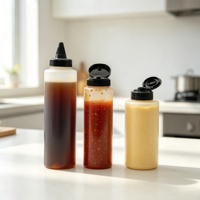 Bouteille distributrice de sauce chili et ketchup en plastique transparent de qualité alimentaire, plusieurs tailles, avec bouchon