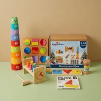 Juego de Juguetes Educativos Montessori de Plástico y Madera para Niños Pequeños, Regalos de Navidad, Educación Temprana, Surtido para Niños de 6 a 24 Meses