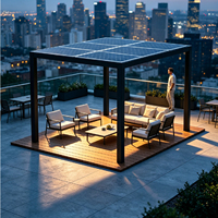 Pergola solaire photovoltaïque avec toit à lamelles motorisées à ouverture solaire, structure en aluminium, gazebo