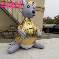 Mascotte Kangourou Géant Gonflable Gris avec Logo Imprimé, Personnage Kangourou Gonflable Personnalisé pour Promotion de Marque
