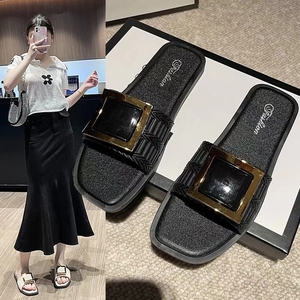 Pantuflas Planas Coreanas para Mujer, Verano, Uso en Exteriores, Antideslizantes, Pantuflas Planas de Moda, Estilo Simple - Product Image 2