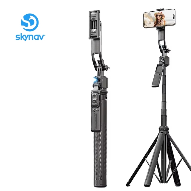 Foldable Selfie Stick Tripod 360 Degree Auto Rotation AI Face Tracking Gimbal Stabilizer No APP Required for Phone TikTok Vlog