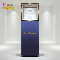 Étalage de bijoux en acier inoxydable de luxe moderne avec éclairage LED, présentoir de bijoux en métal, vitrine de magasin de détail, centre commercial, salle d'exposition