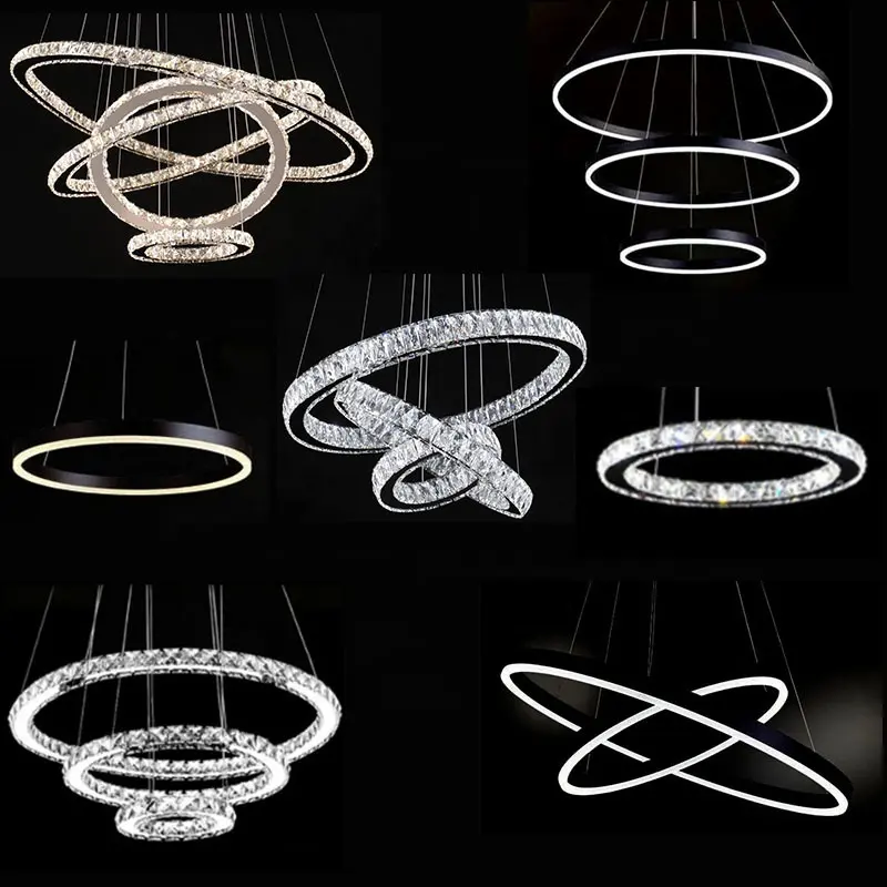 Modern decorative lamp product combination chandelier round ring lighting crystal crystal chandelier