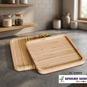 จานเสิร์ฟไม้ไผ่ทรงกลม ดีไซน์มินิมอลรักษ์โลก สีพื้น สำหรับใช้ในครัว - Product Image 1