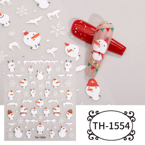 Autocollants pour ongles de Noël 2D, flocons de neige, dessins animés, autocollants adhésifs pour nail art, décoration DIY pour salon de manucure, vente en gros - Product Image 4