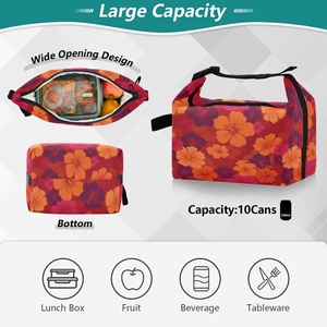 Bolsa de almuerzo con diseño tropical de hibisco y puesta de sol de Hawái, bolsa con aislamiento térmico para pícnic escolar al aire libre - Product Image 5