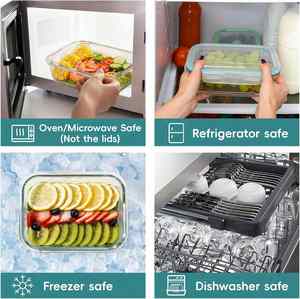 6pcs Hot Selling LFGB Certified Eco-Friendly Modern High Borosilicate Glass Crisper Food Storage Containers Lid <b>Set</b> <b>Microwave</b> - Product Image 5