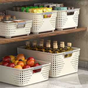 Plastic Storage <b>Bin</b> <b>Rectangle</b> Solid Color Kitchen Cabinet Basket Toy Organizer Household Desktop Storage Box Large Size - Product Image 1