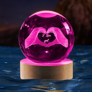 Valentijnsdag Rozen Kristallen Bol Nachtlampje met Kleurrijke LED-basis Romantisch Cadeau voor Verjaardag Jubileum Feestdecoratie - Product Image 5