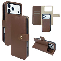 Casing Ponsel 2-in-1 Lepas Pasang Magnetik Model Folio dengan Slot Kartu, Penyangga, dan Pelindung Anti Benturan Berbahan Metal untuk iPhone 18/17/16 Pro Max
