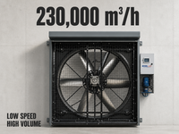 Büyük Hava Akışlı Egzoz Fanı 230000 M3/saat Yüksek Hacimli Egzoz Fanı, 6 Alaşımlı Kanatlı ve BLDC Motorlu, Büyük Binalar İçin