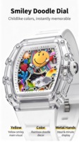 Montre à quartz étanche pour homme avec cadran graffiti Smiley Face, boîtier tonneau, montre tendance pour homme et femme, cadeau de Noël