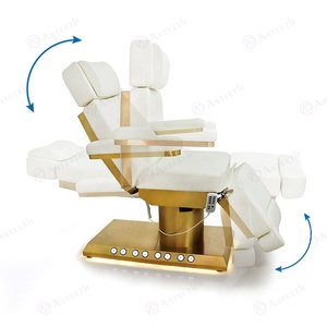 Muebles de Salón, Silla de Salón de Belleza con 3/4 Motores, Base de Metal Dorado, Cama Cosmética con Control de Pie Incorporado, Cama Facial Eléctrica - Product Image 4