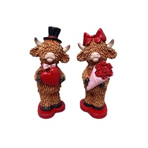 Ornements en résine sur le thème des animaux, <span class=keywords><strong>couple</strong></span> de vaches des Highlands, cadeau transfrontalier pour la Saint-Valentin et les mariages, décoration créative pour la maison - Product Image 5