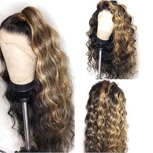 Pas cher Double Dessiné Surbrillance Couleur Lace front Remy Perruques Raw Natural Virgin 100% Real Human Hair Transparent Glueless Lace Wigs - Product Image 3