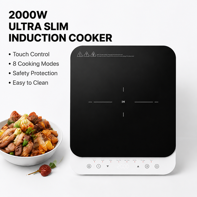 Ultra Thin 2000W Induction Cooker Single Burner Electric Hob Portable Kitchen Stove OEM Manufacturer