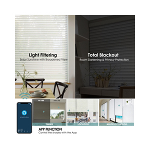 Stores Shangrila motorisés en tissu occultant Dreamy Sheer Installation intégrée avec filtrage de la lumière à triple teinte <span class=keywords><strong>Prix</strong></span> d'usine - Product Image 1