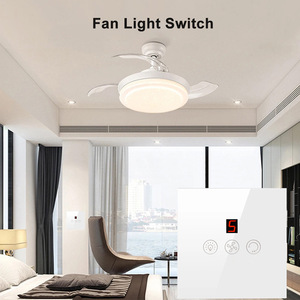 สวิตช์ไฟแบบสัมผัส แผงกระจกนิรภัย 86 มม. ควบคุมพัดลม 5 ระดับ 220V AC สำหรับการค้าต่างประเทศ - Product Image 2