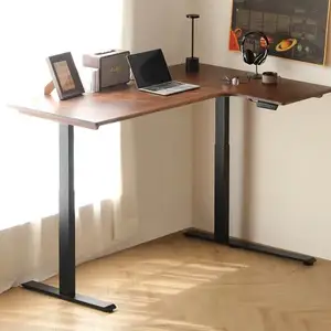 Grosir kustom meja listrik tinggi dapat disesuaikan Modern meja berdiri kayu kantor basis pintar meja angkat untuk penggunaan rumah kantor