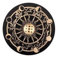 Tempat Dupa Kayu Bulat dari Kayu Beech dengan Motif Bunga Teratai Desain 9 Lubang untuk Dekorasi Meditasi Yoga di Dalam Ruangan.