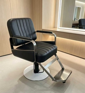 Silla Ergonómica de Estilismo para Peluquerías y Barberías, Mueble de Salón de Cuero con Rotación de 360 Grados, Diseño Moderno - Product Image 4