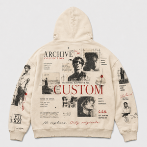 Custom 450GSM Cotton Hoodie Sun Bleached Mud Wash Graphic Distressed Boxy Fit Heavyweight White <b>Pullover</b> Streetwear <b>Men</b> Hoodie - Product Image 2