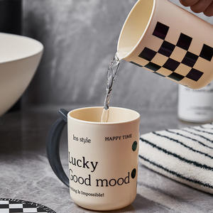 Taza de enjuague bucal a cuadros, taza de lavado doméstico engrosada, taza de cepillado, Letra de lunares - Product Image 3