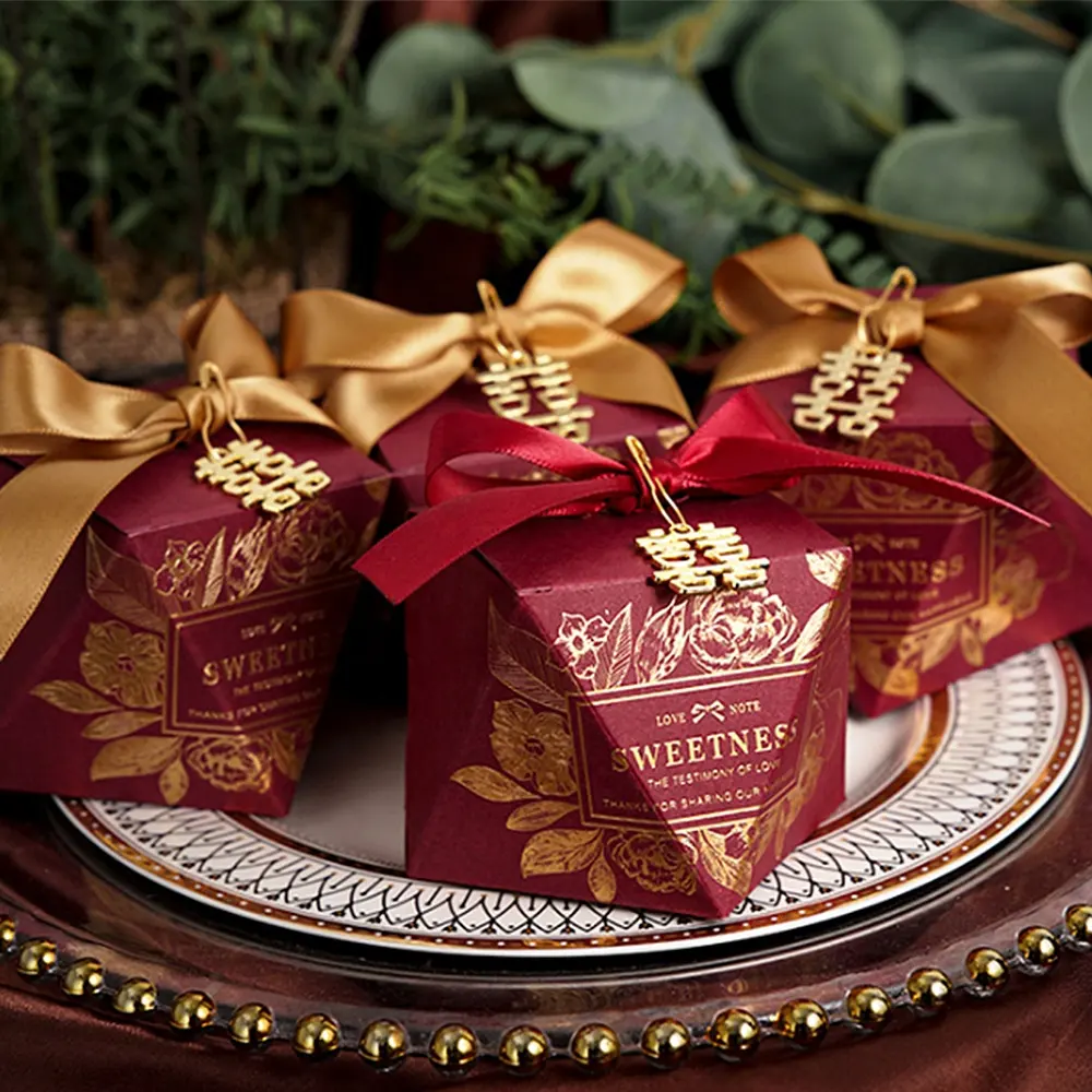 Diamond Shape Chocolade Snoep Doos Kleine Kartonnen Wedding Card Box Decoratie Papier Geschenkdoos Verpakking Event & Party