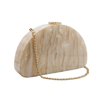 Femmes Acrylique Embrayage Semi-circulaire Unique Shell Evening Bag Party Prom Crossbody Handbag Shoulder Purse