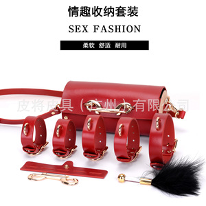 Jouets sexuels SM, ensemble de bondage en cuir pour flirter, jouets sexuels BDSM, menottes et attaches, vente directe d'usine, jeux coquins. - Product Image 1