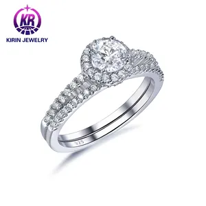 High Quality Big Cubic 925 Sterling Silver Ring Stylish Engagement Wedding Rings Trendy Women's Round