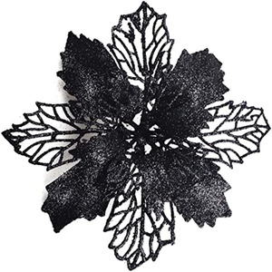 Fleurs de Noël en gros, poudre de paillettes, fleurs artificielles ajourées, décorations de Noël, fleurs pour sapin de Noël - Product Image 4