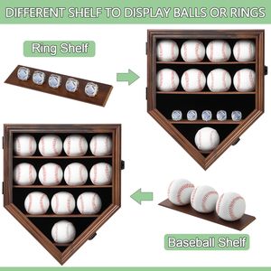 Vitrine de présentation en bois pour 12 balles de baseball, modèle Home Plate <span class=keywords><strong>Shadow</strong></span> Box, avec serrure et acrylique transparent, très demandée pour la vente en gros - Product Image 4