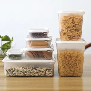 Kotak Penyimpanan Makanan Dapur Kecil Transparan, 4 Buah Kotak Penyimpanan Makanan Dapat Ditumpuk dengan Tutup