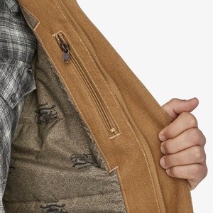 Veste en toile décontractée pour homme, hiver, décoration en fourrure, grande taille, respirante, motif uni, tissu en cuir polyester, style boutonné - Product Image 6