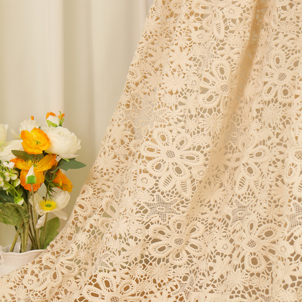 Guipure 100% Cotton Lace Fabric - Luxury White Embroidery