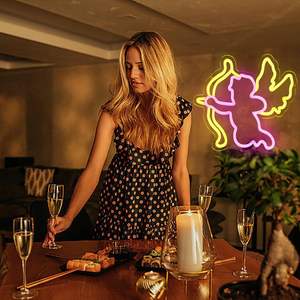 Cupid <span class=keywords><strong>Demon</strong></span> <span class=keywords><strong>Neon</strong></span> Sign Pink Yellow LED Wall Decor para niñas Dormitorio Boda Sala de estar para el Día de San Valentín Navidad Acrílico - Product Image 3