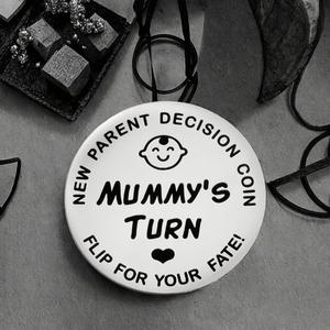 Moneda de doble cara 'Mummy's Daddy's Turn' plata nuevos padres toma de decisiones artesanía de Metal decoración del hogar regalo bebé recién nacido - Product Image 2