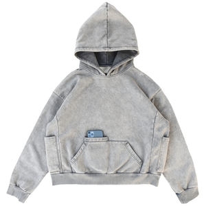 Sweat à capuche streetwear vintage en coton éponge lourd 460 g/m², lavage à l'acide personnalisé, sweat à capuche oversize pour homme, imprimé, pull d'hiver - Product Image 1